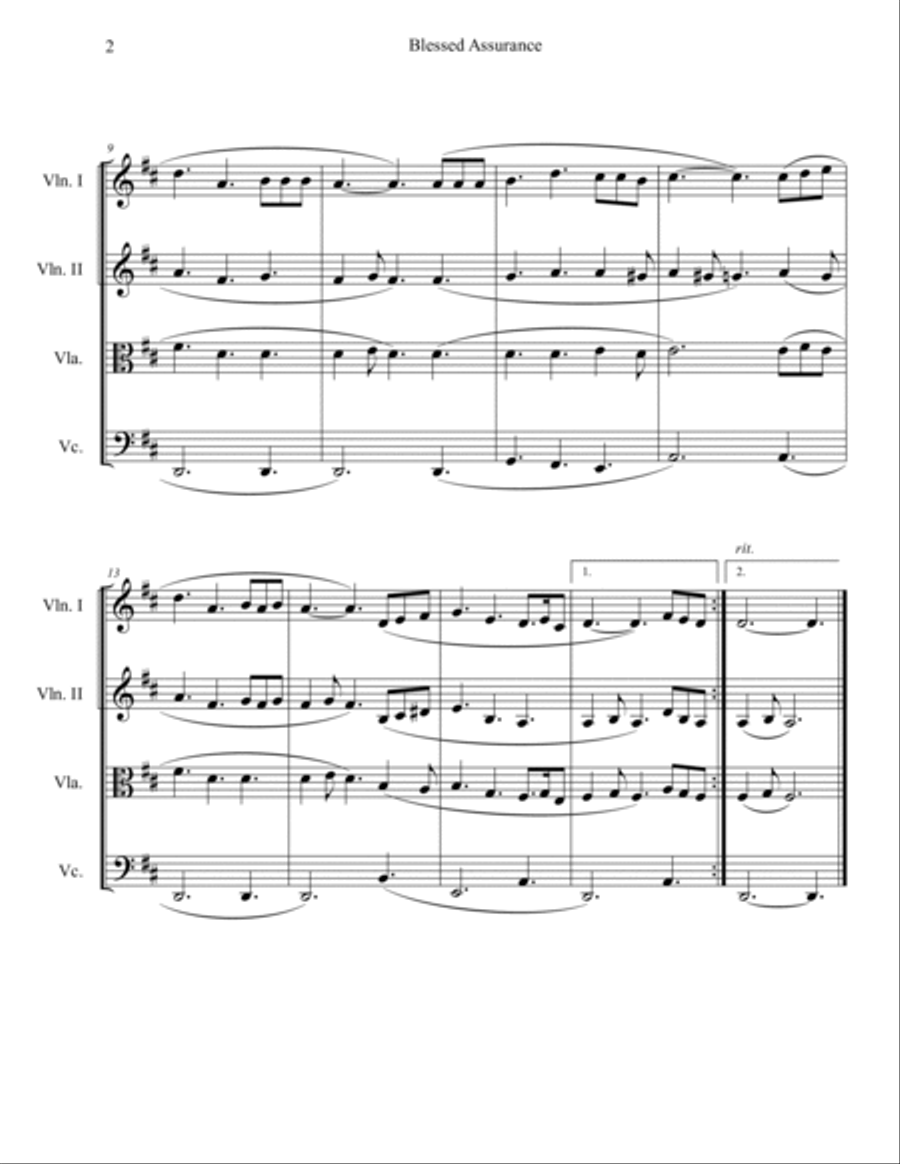 Blessed Assurance (String Quartet) String Quartet scores gallery preview page 2