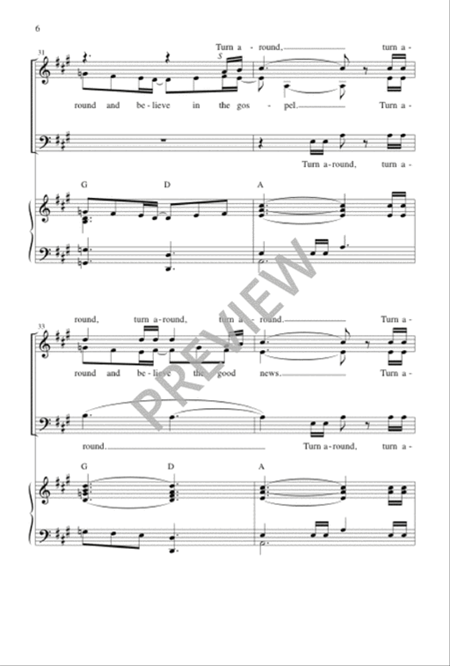 Turn Around Turn Around SAB scores gallery preview page 7