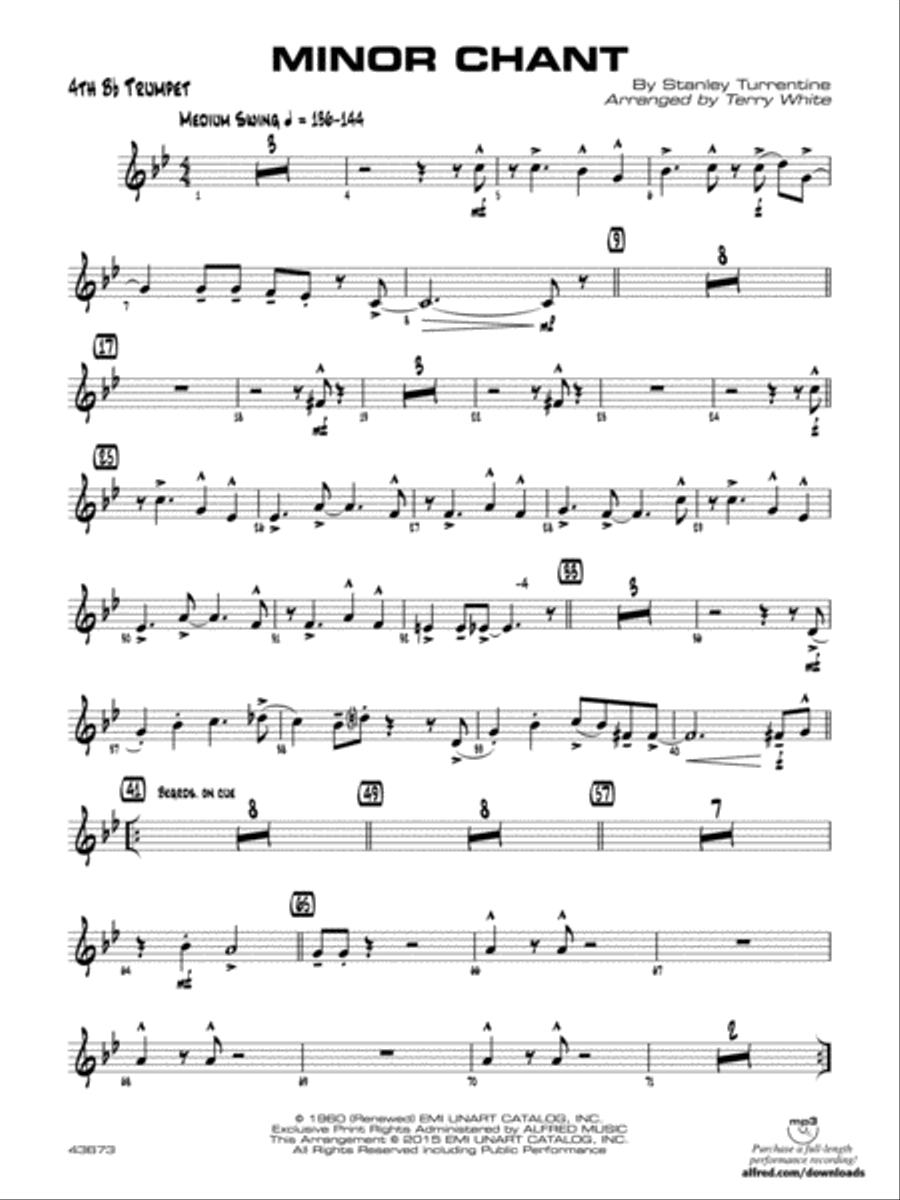 Minor Chant: 4th B-flat Trumpet Jazz Ensemble scores gallery preview page 1
