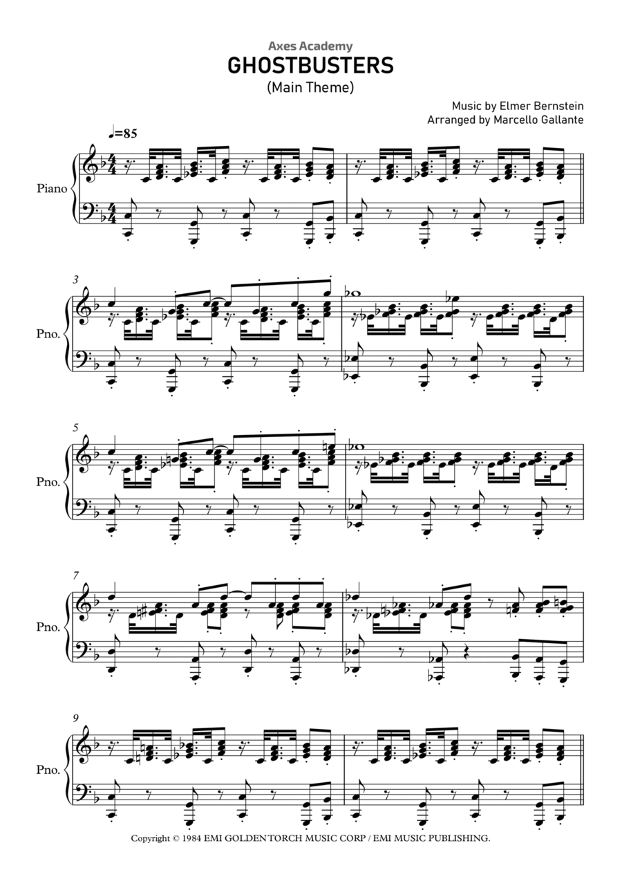 Main Title Theme (ghostbusters) Piano Solo scores gallery preview page 1
