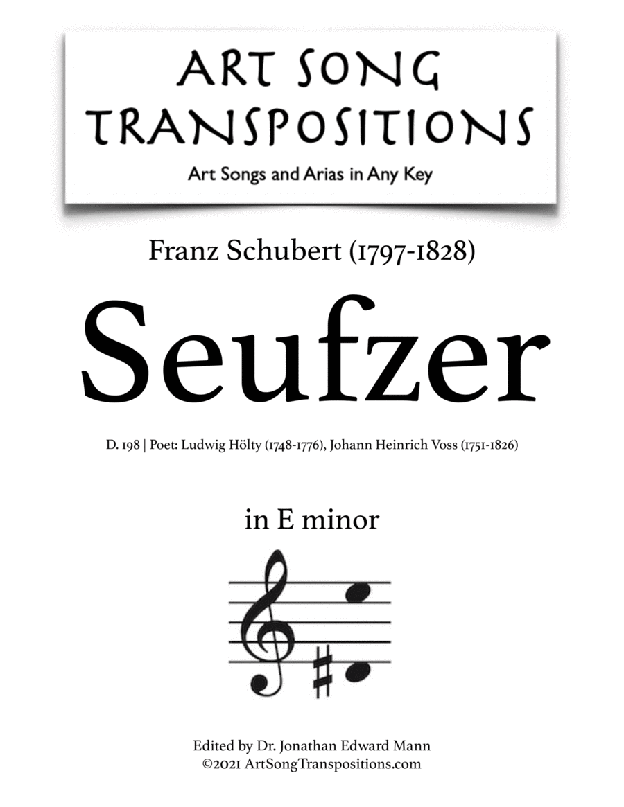 SCHUBERT: Seufzer, D. 198 (transposed to E minor) Voice scores gallery preview page 1