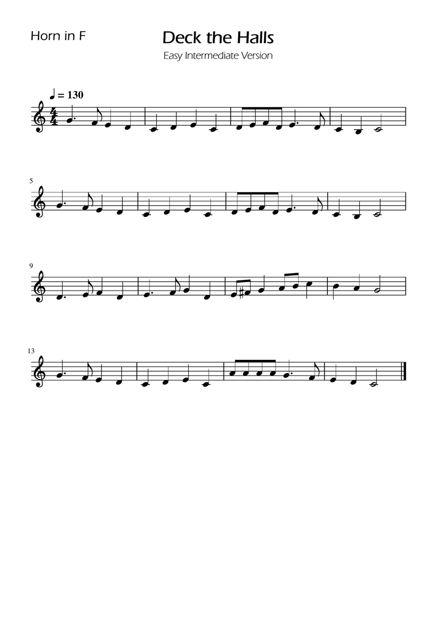 Deck The Halls - French Horn Horn Solo scores gallery preview page 1