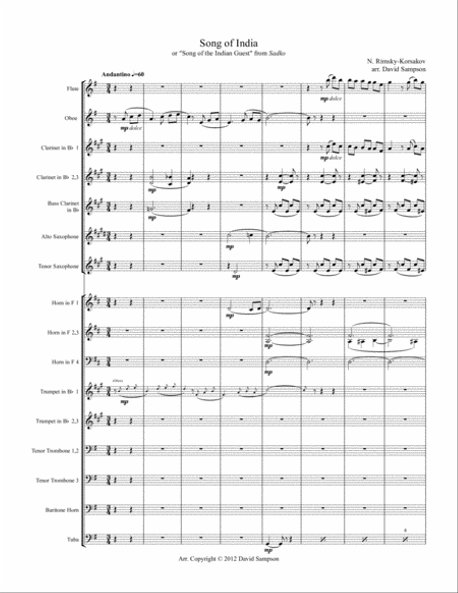 Song of India Concert Band scores gallery preview page 1