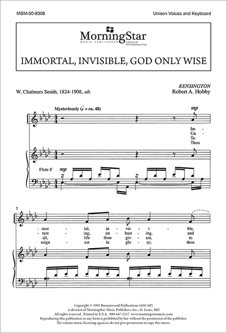 Immortal, Invisible, God Only Wise (Choral Score)