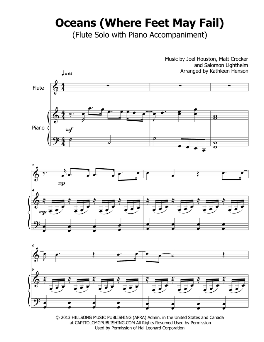 Oceans (Where Feet May Fail) Flute Solo scores gallery preview page 3