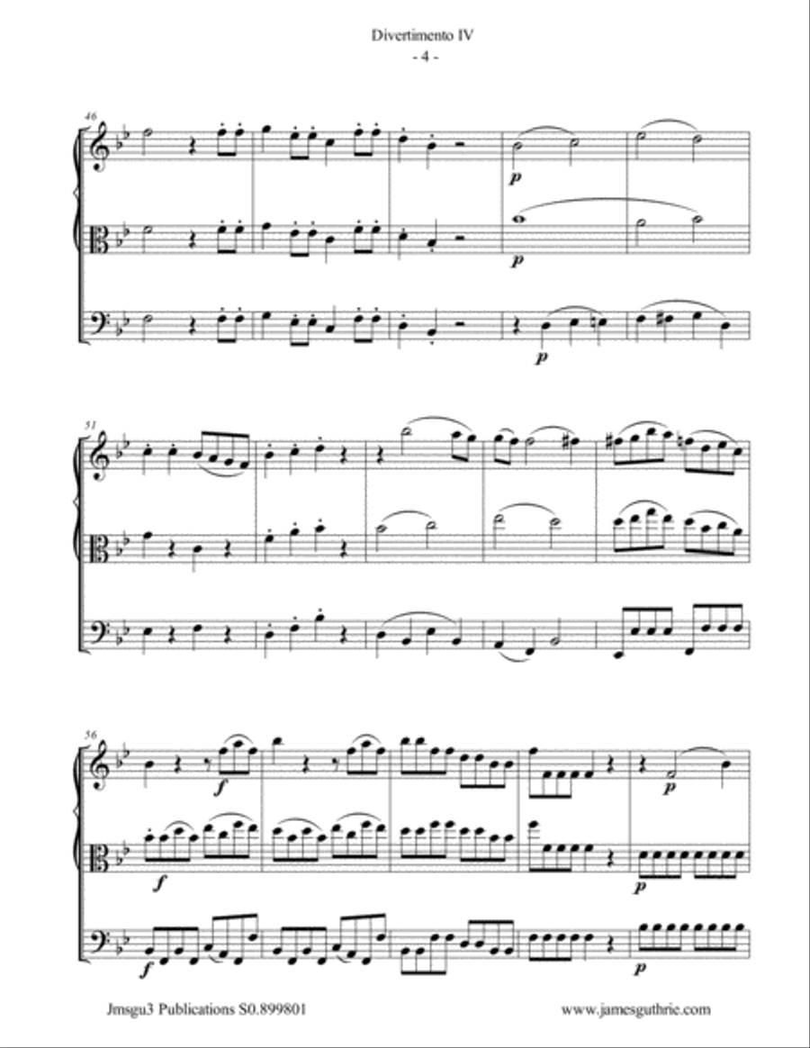 Mozart: Divertimento No. 4 for String Trio String Trio scores gallery preview page 4