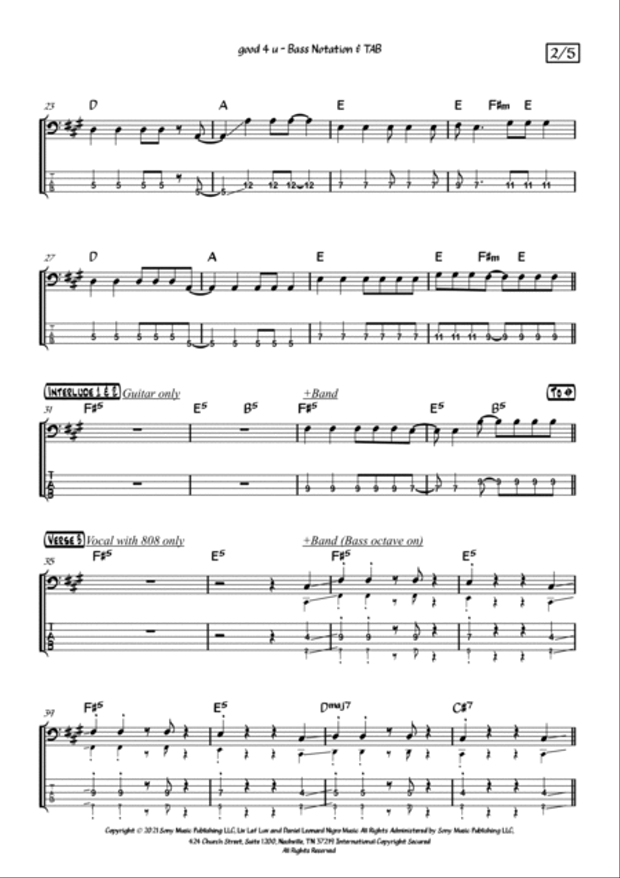Good 4 U Bass Guitar scores gallery preview page 6
