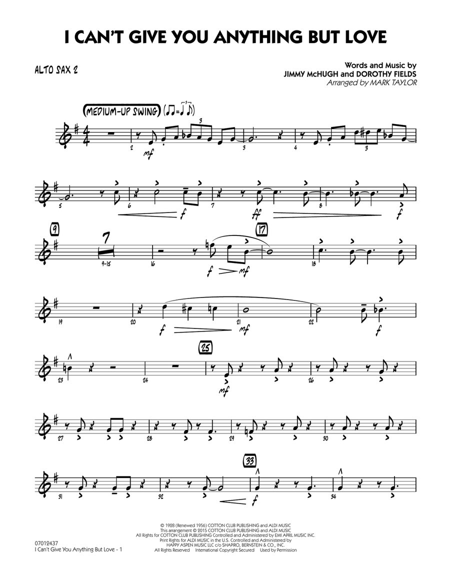 I Can't Give You Anything But Love (Key: B-flat) - Alto Sax 2 Jazz Ensemble scores gallery preview page 1
