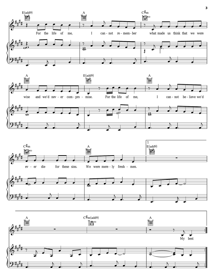 The Freshmen Piano, Vocal, Guitar scores gallery preview page 3