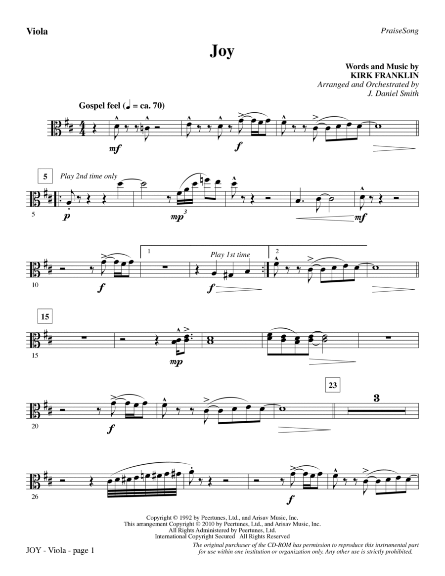 Joy - Viola Joy - Viola Choir scores gallery preview page 1