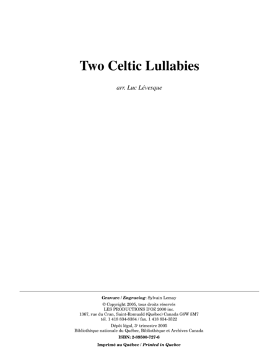 Two Celtic Lullabies Two Celtic Lullabies Guitar Ensemble scores gallery preview page 1