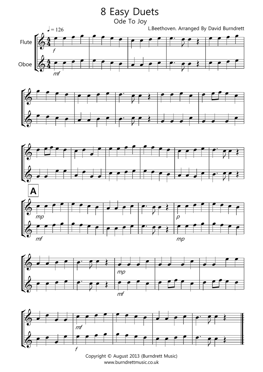 8 Duets for Flute And Oboe Woodwind Duet scores gallery preview page 1