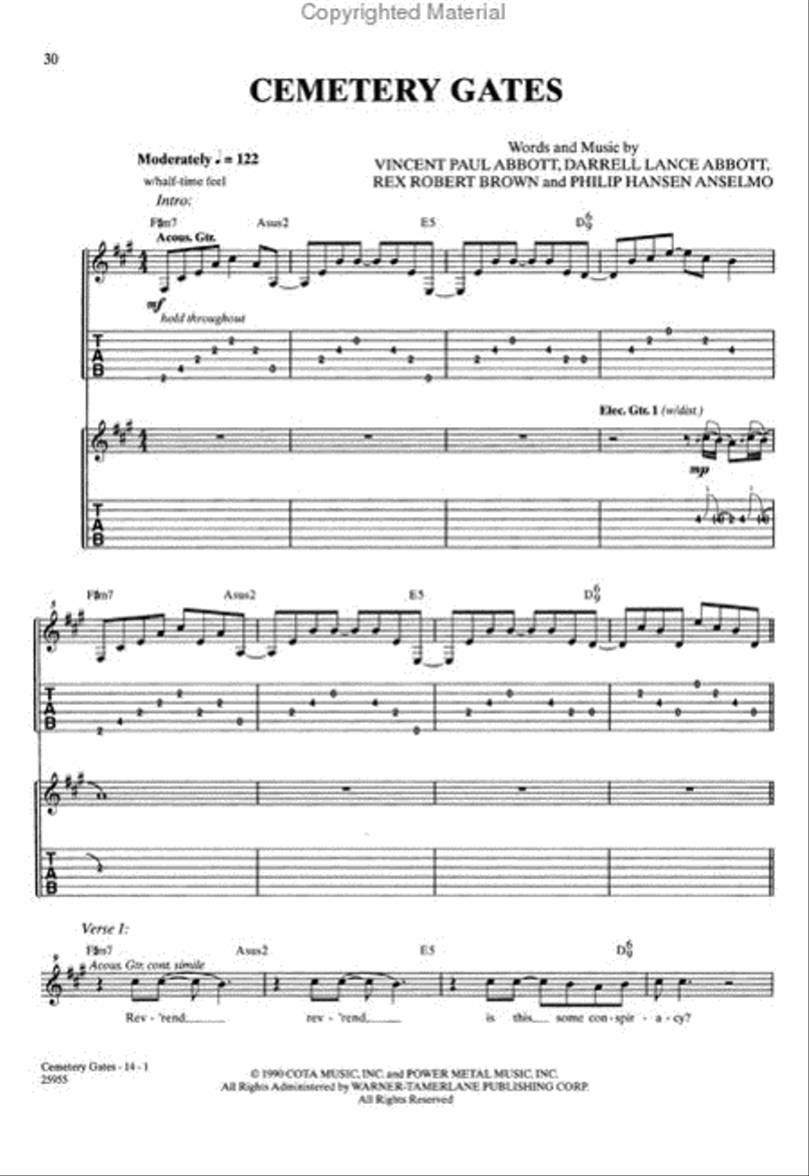 Pantera – Cowboys from Hell Electric Guitar scores gallery preview page 4