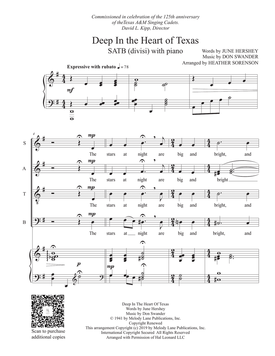 Deep In The Heart Of Texas 4-Part scores gallery preview page 2