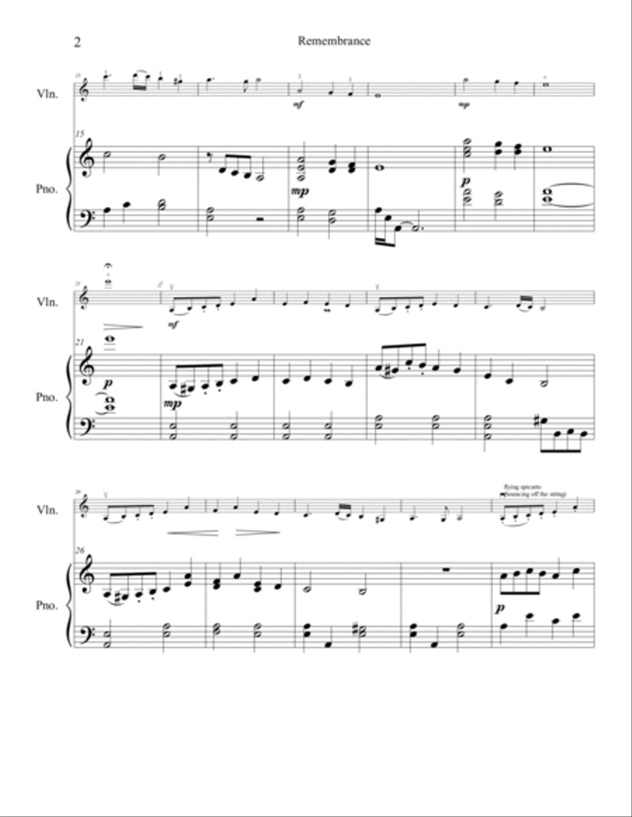 Remembrance (from Moon Dance of the Fireflies) score Violin Solo scores gallery preview page 2