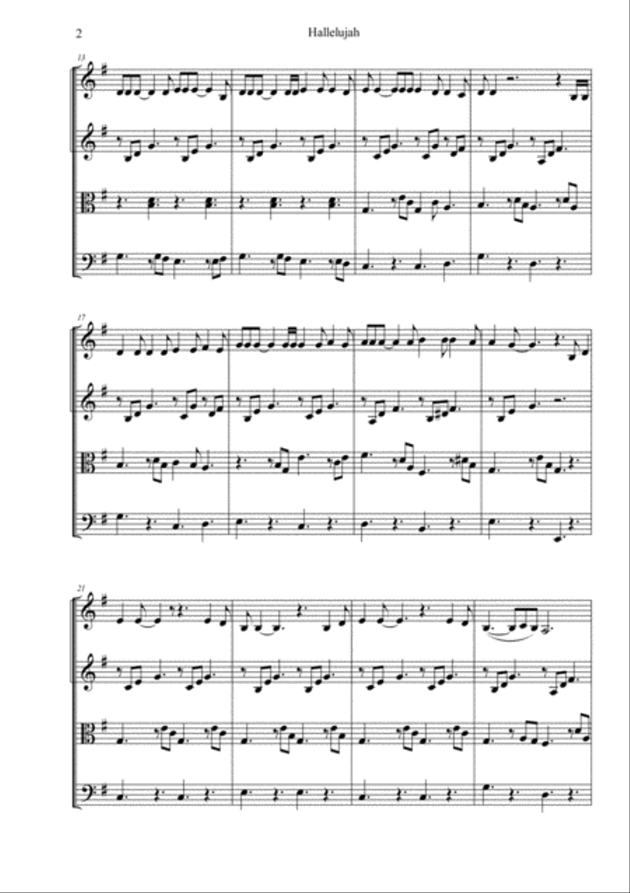 Hallelujah String Quartet scores gallery preview page 2