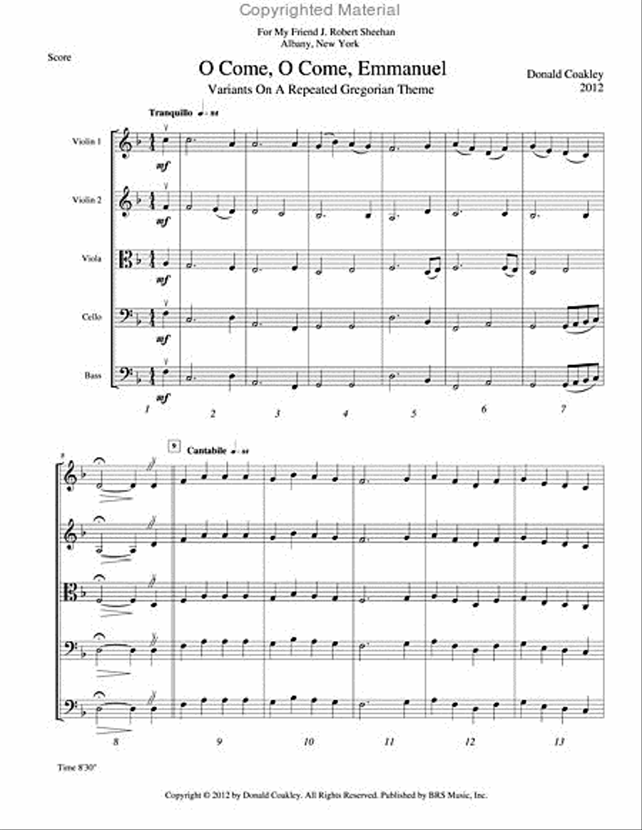 O Come, O Come, Emmanuel String Orchestra scores gallery preview page 2