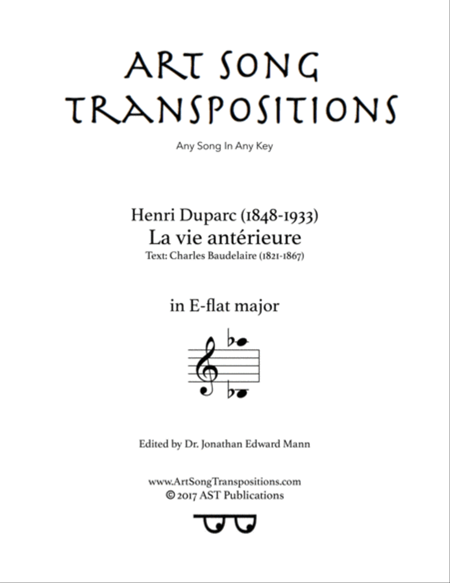 DUPARC: La vie antérieure (transposed to E-flat major) Voice scores gallery preview page 1