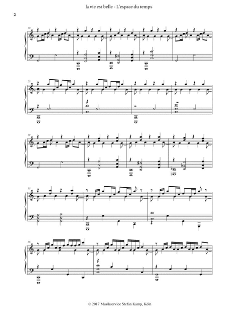 L'Espace du temps (La vie est belle) Piano Solo scores gallery preview page 2
