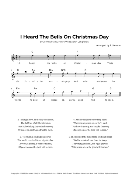 I Heard The Bells On Christmas Day (Key of C Major) image number null