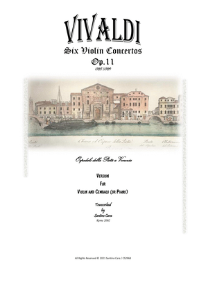 Vivaldi - Six Violin Concertos Op.11 for Violin and Cembalo (or Piano) - Full scores and part