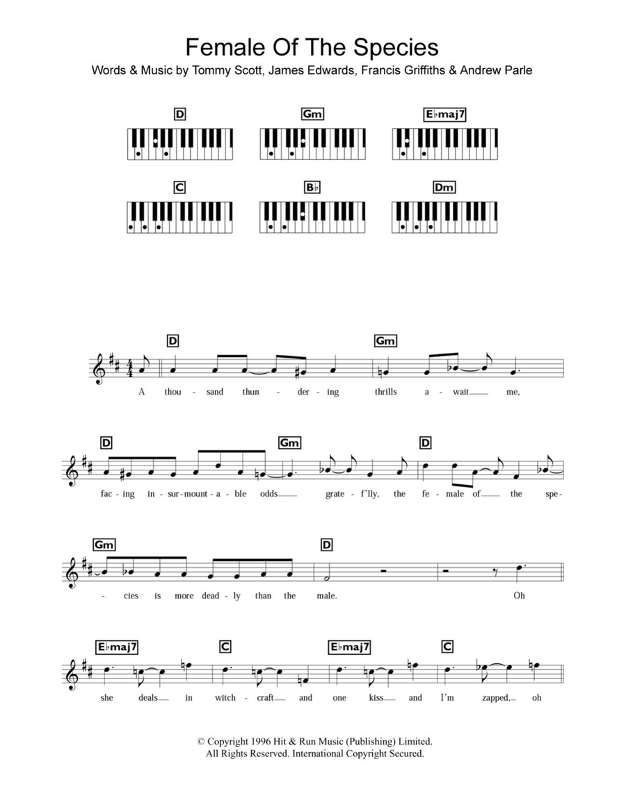 Female Of The Species Piano scores gallery preview page 1