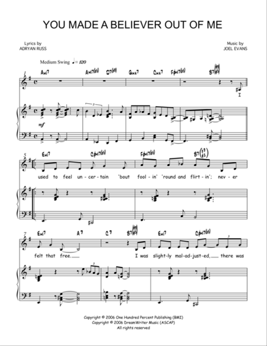 You Made a Believer Out of Me Voice scores gallery preview page 1
