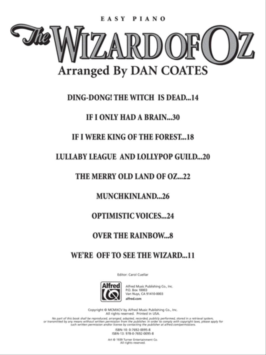 The Wizard Of Oz - Easy Piano Voice scores gallery preview page 2