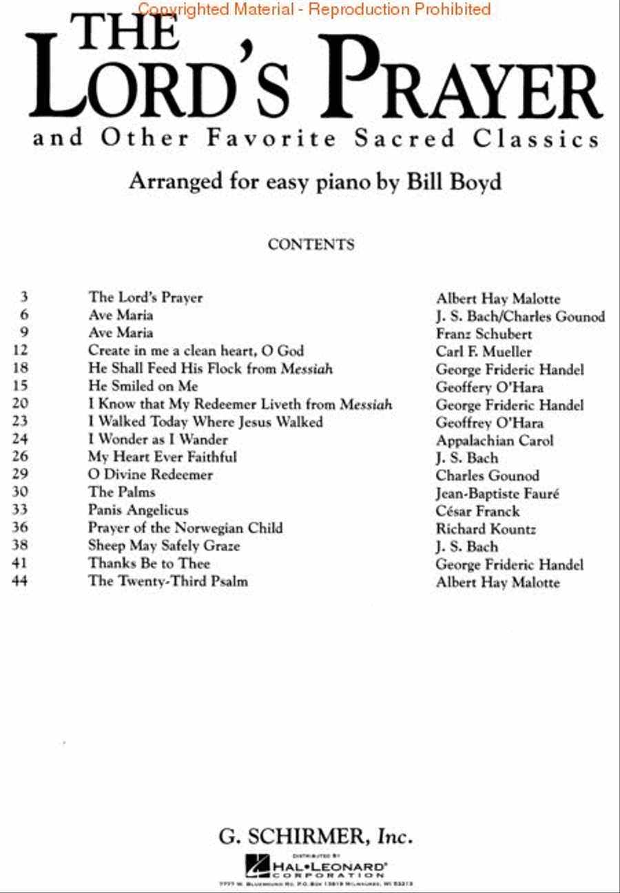 Lord's Prayer & Other Favorite Sacred Classics Easy Piano scores gallery preview page 2