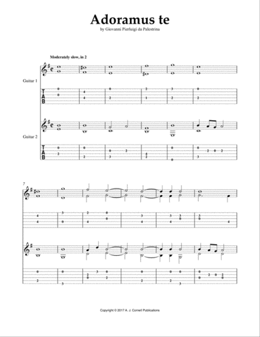 Adoramus te Classical Guitar scores gallery preview page 1