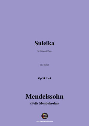 Book cover for F. Mendelssohn-Suleika,Op.34 No.4,in d minor