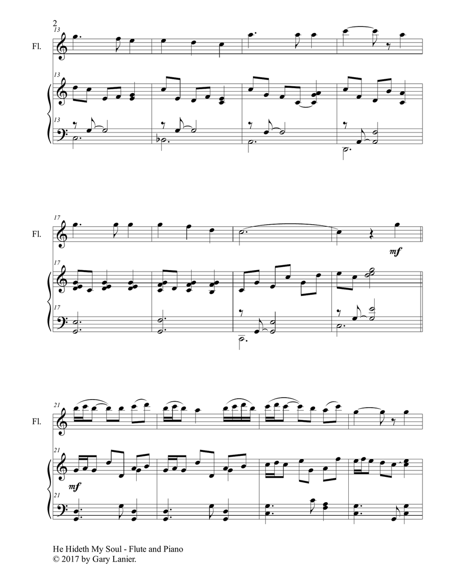 HE HIDETH MY SOUL (Duet - Flute & Piano with Score/Part) Flute Solo scores gallery preview page 3