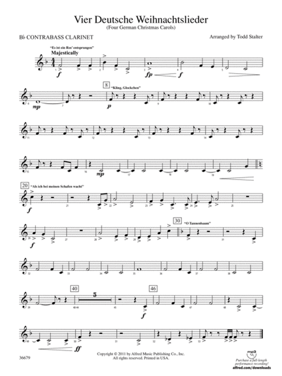 Vier Deutsche Weihnachtslieder: (wp) B-flat Contrabass Clarinet