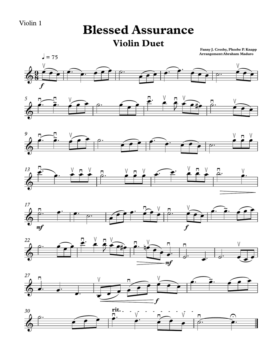 Blessed Assurance Violin Duet String Duet scores gallery preview page 3