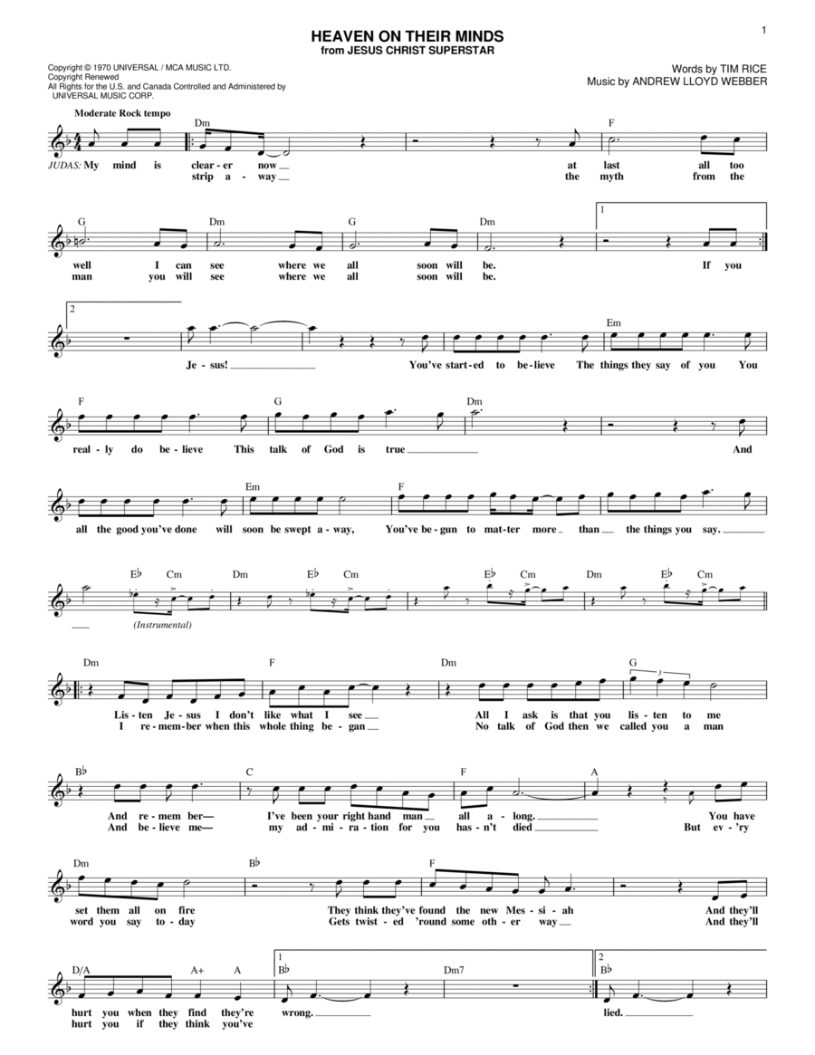 Heaven On Their Minds Piano scores gallery preview page 1