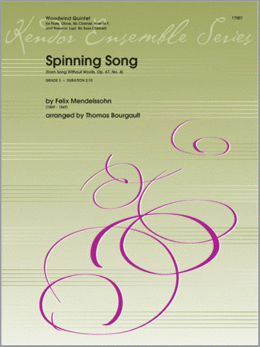 Spinning Song (from Song Without Words, Op. 67, No. 4) Woodwind Quintet scores gallery preview page 1