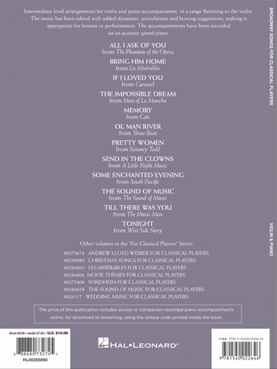 Broadway Songs for Classical Players – Violin and Piano Violin Solo scores gallery preview page 6