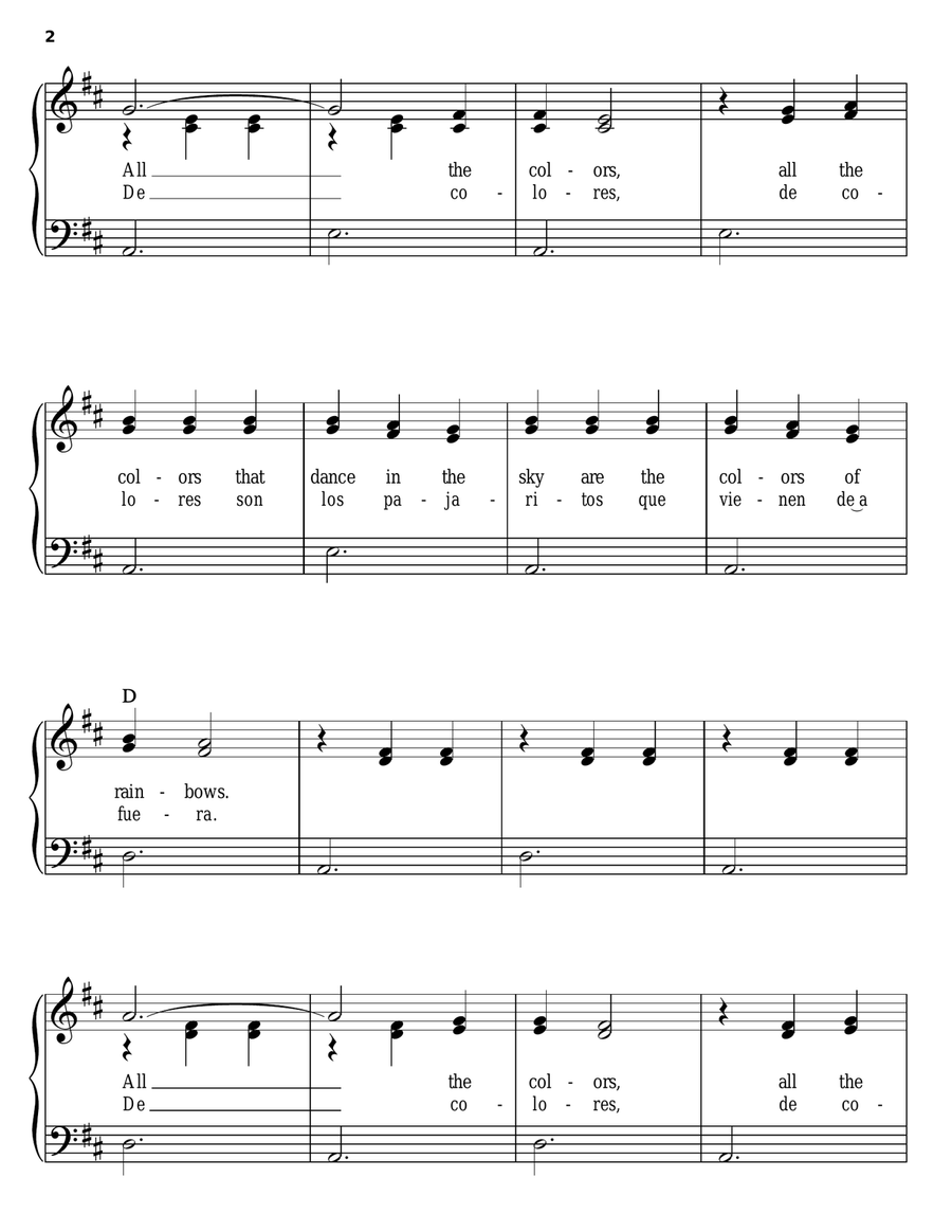 De Colores De Colores Easy Piano scores gallery preview page 2