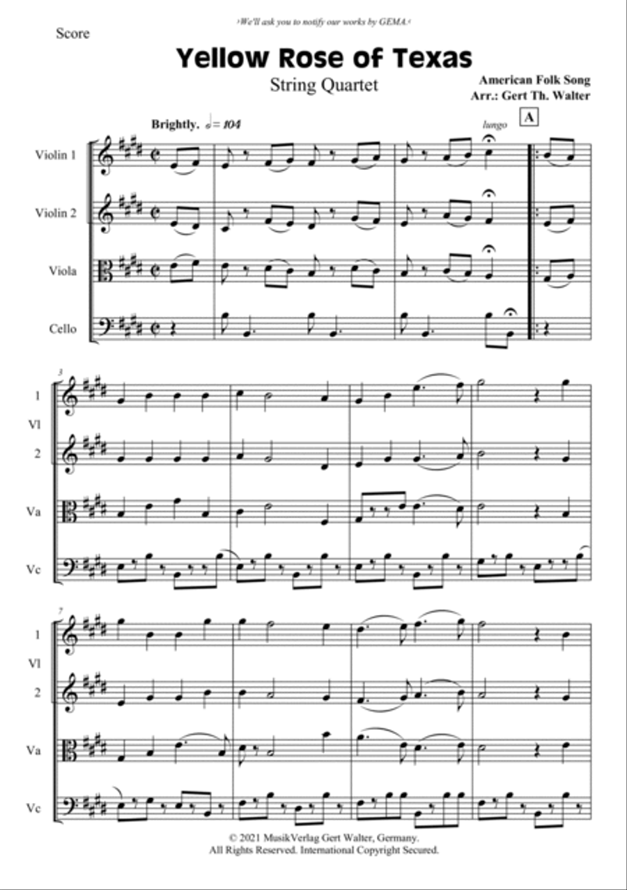 Yellow Rose of Texas Piano Quintet scores gallery preview page 5