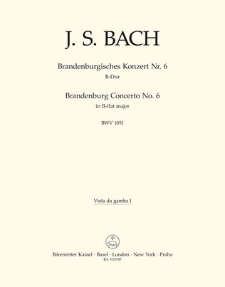 Book cover for Brandenburg Concerto, No. 6 B flat major, BWV 1051