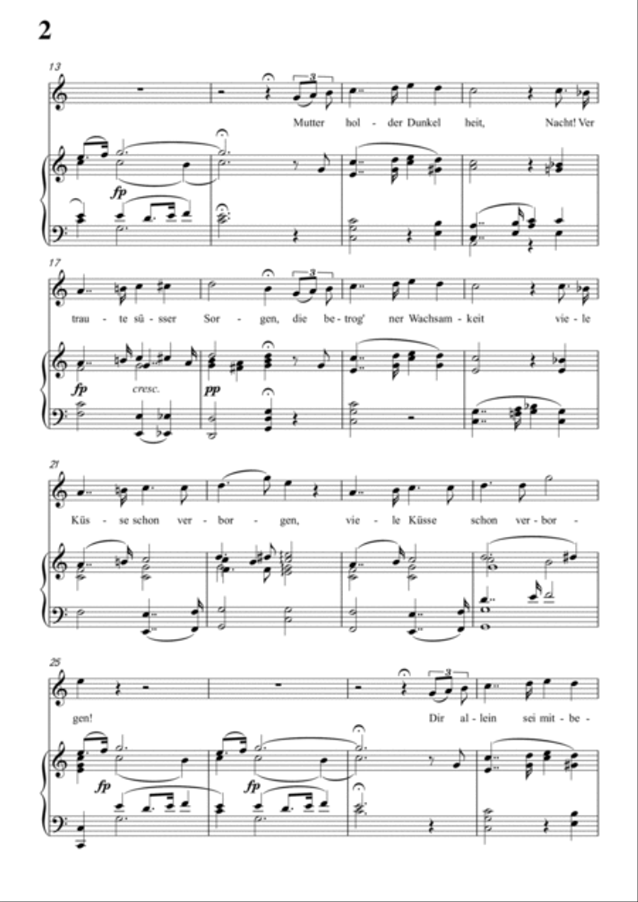 Schubert-Die Nacht in C D.358,for Vocal and Piano Voice scores gallery preview page 3