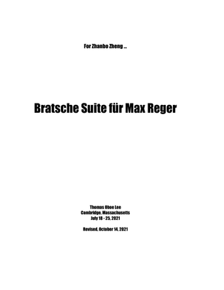 Book cover for Bratsche Suite für Max Reger (2021) for solo viola