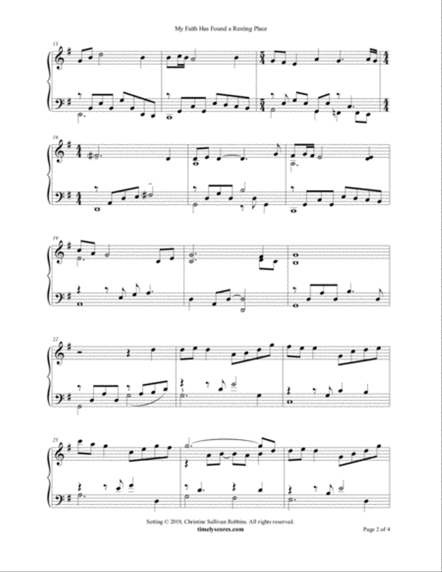 My Faith Has Found a Resting Place Piano Solo scores gallery preview page 2