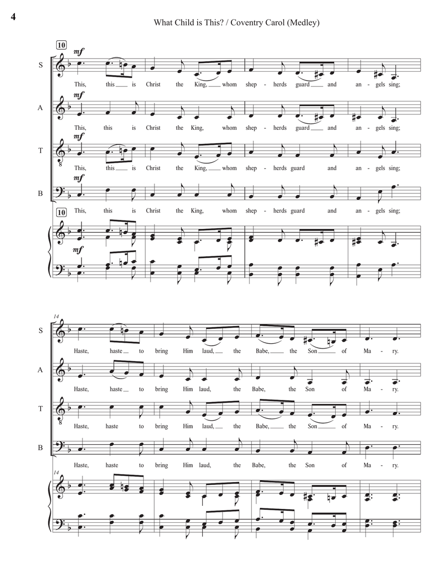 What Child is This? / Coventry Carol (Medley) 4-Part scores gallery preview page 4