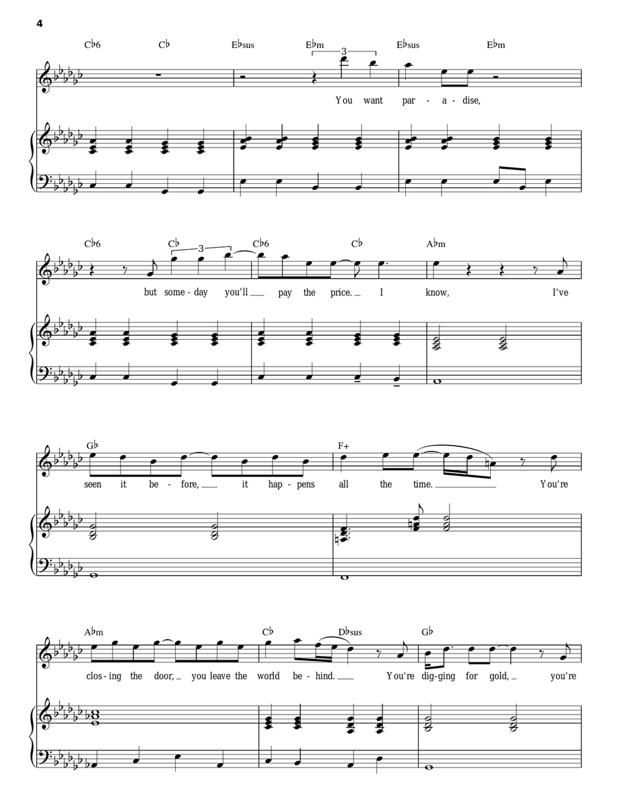 Cold As Ice Piano, Vocal scores gallery preview page 4