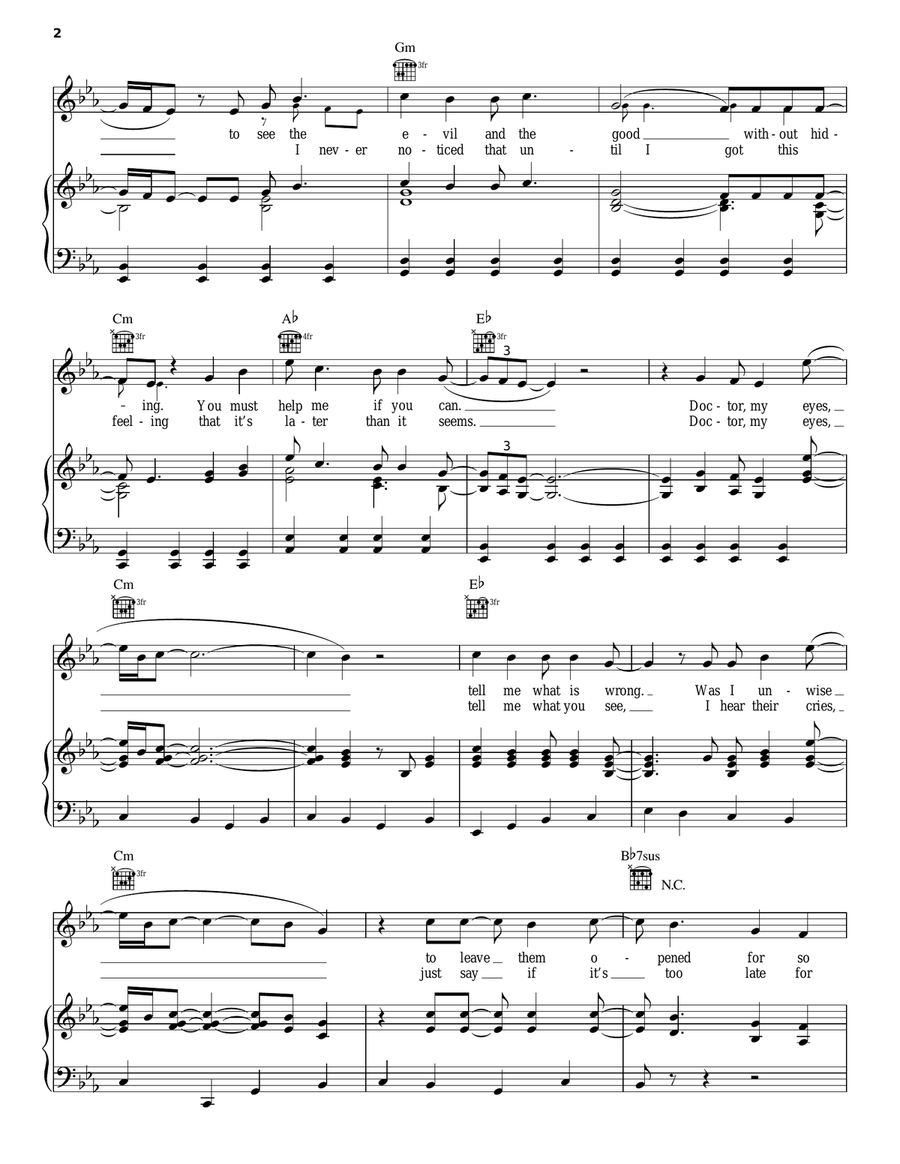 Doctor, My Eyes Piano, Vocal, Guitar scores gallery preview page 2