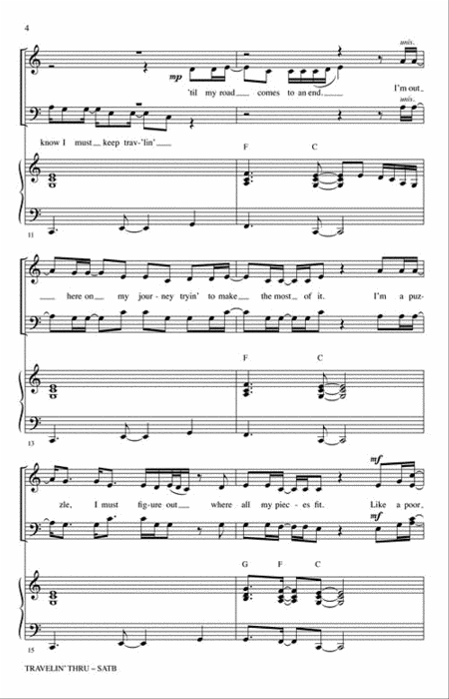Travelin' Thru 4-Part scores gallery preview page 4