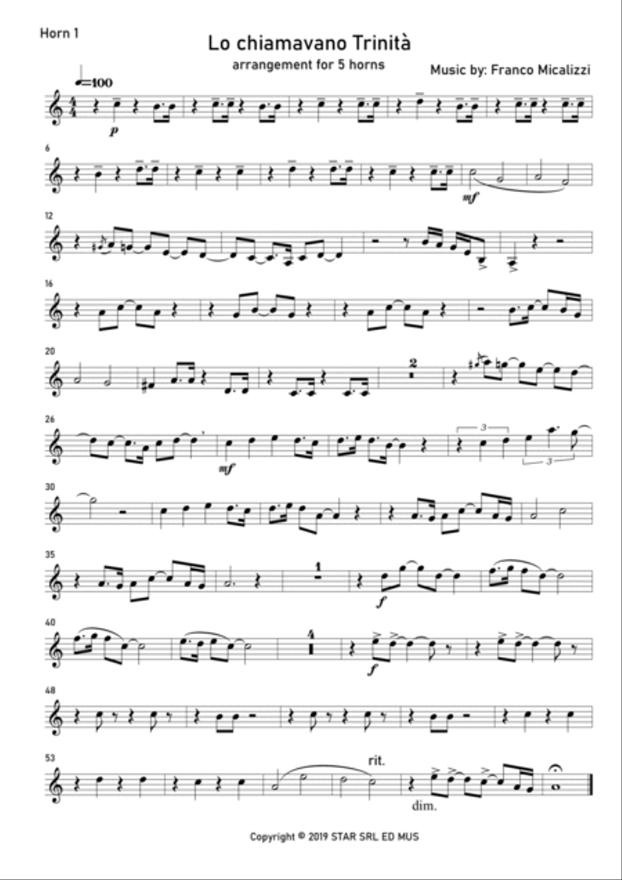 They Call Me Trinity Brass Quintet scores gallery preview page 5