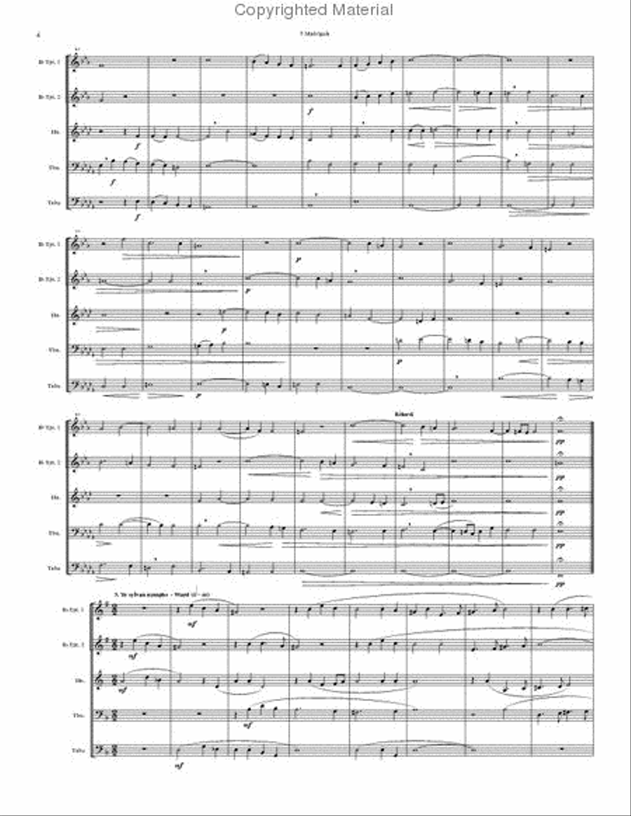 5 Madrigals, Vol. 1 Brass Quintet scores gallery preview page 5