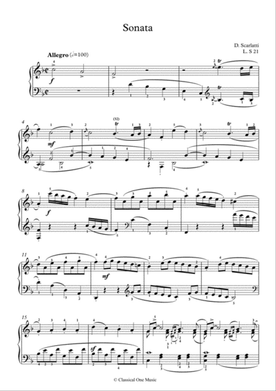Scarlatti-Sonata in F-Major L.S21 K.205(piano) Piano Solo scores gallery preview page 2